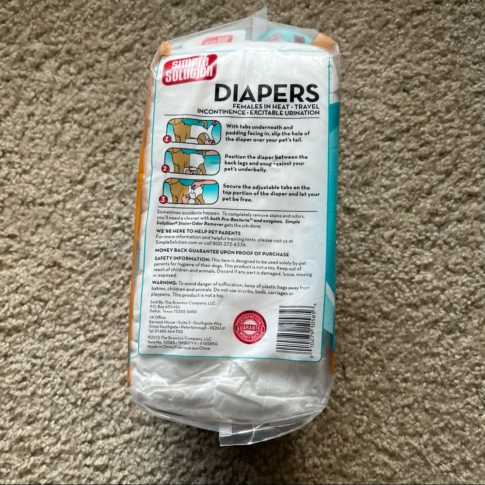 Simple Solution Disposable Dog Diapers for Female Dogs Super Absorbent 12 Large